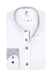R2 Hidden Button Down Collar Long Sleeved Shirt White R2
