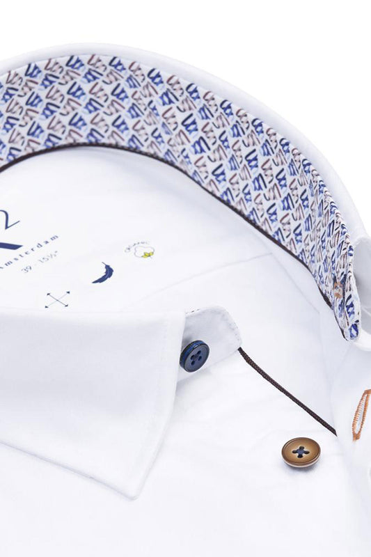 R2 Hidden Button Down Collar Long Sleeved Shirt White