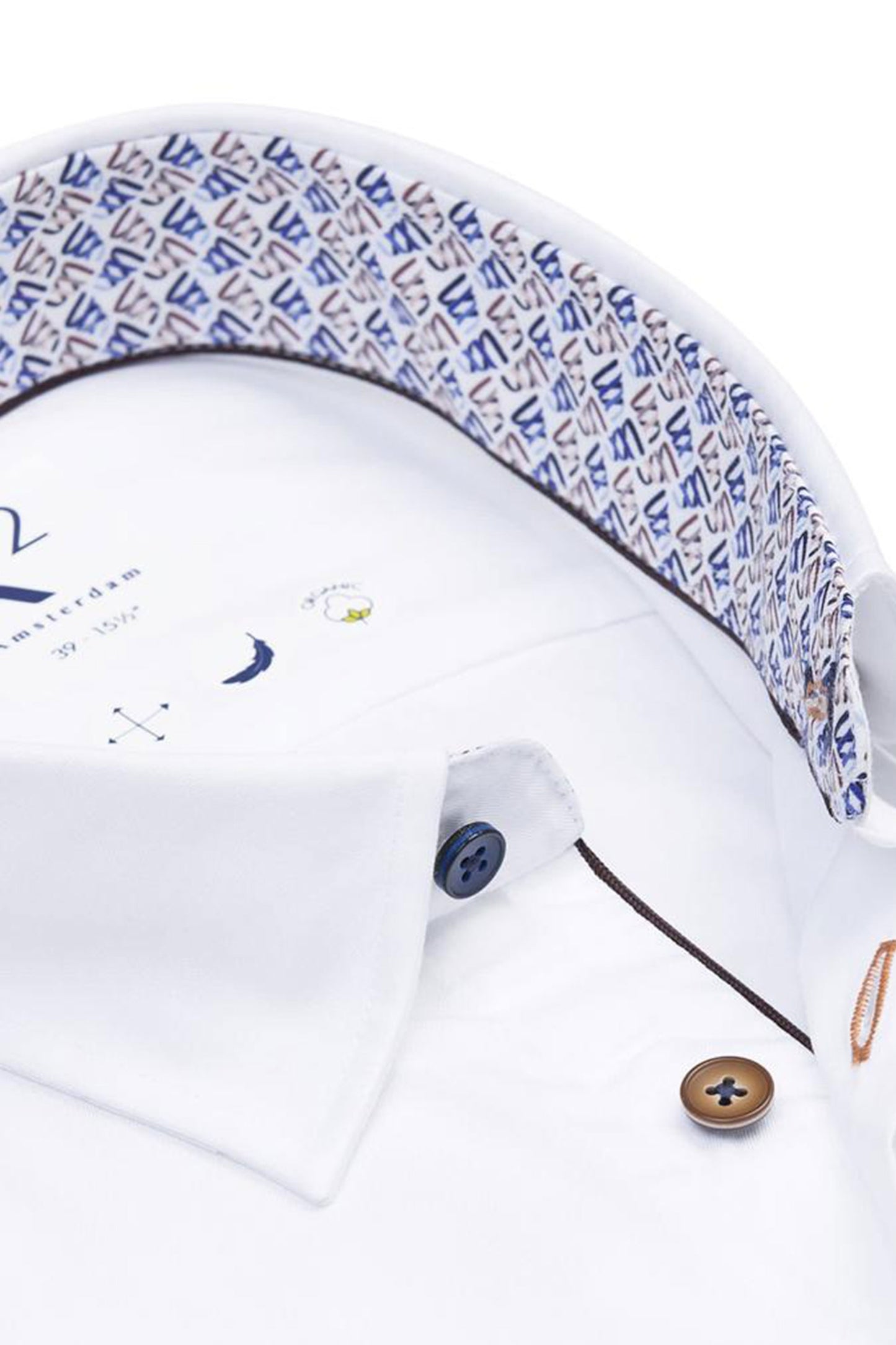 R2 Hidden Button Down Collar Long Sleeved Shirt White