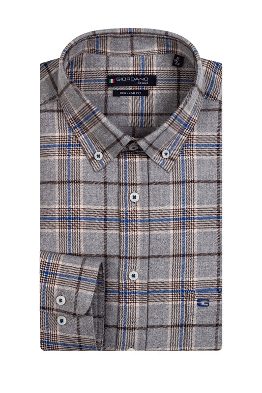 Giordano Long Sleeved Shirt Grey Multi Check