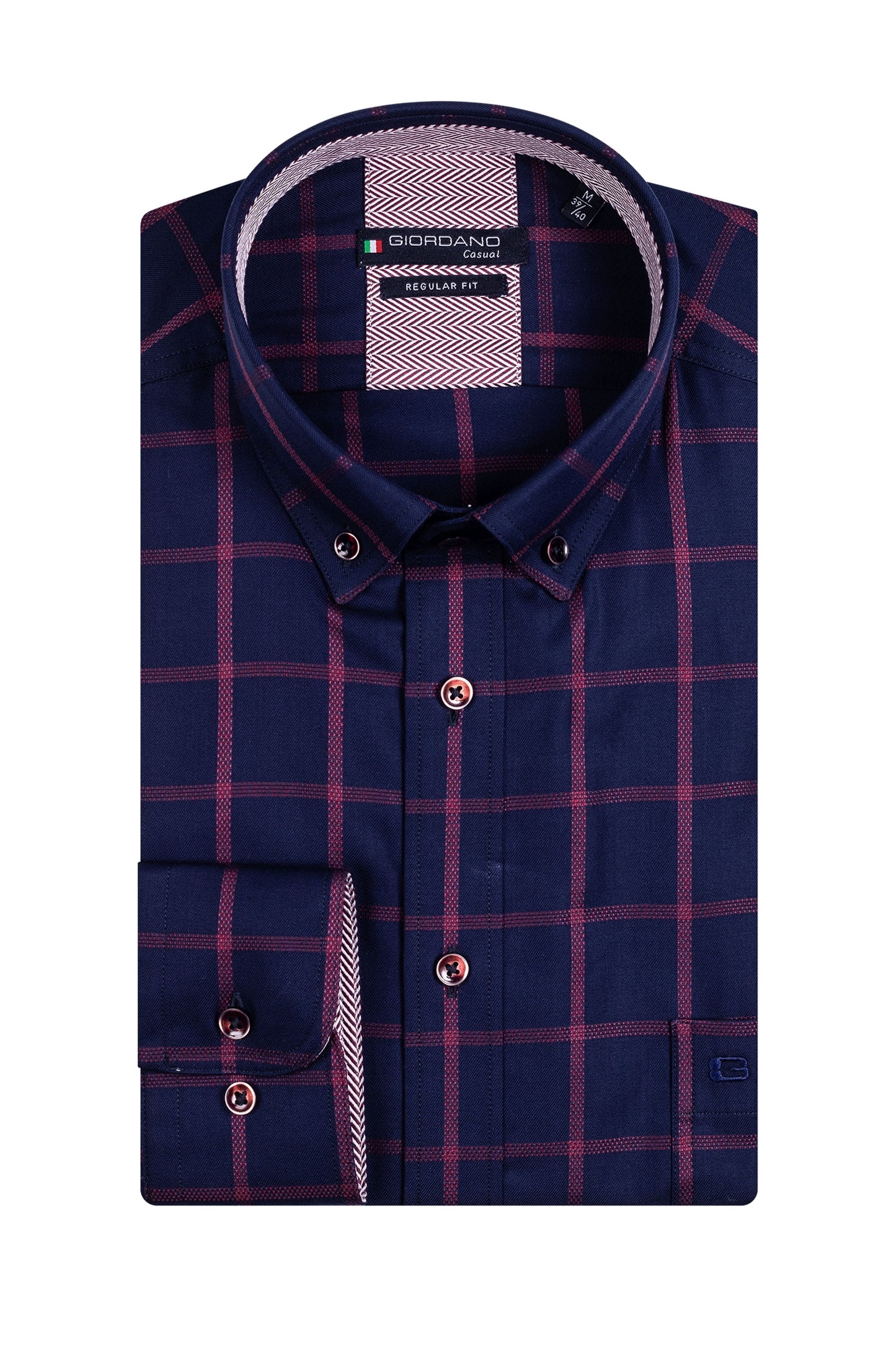 Camicia a maniche lunghe Giordano Fucsia Check