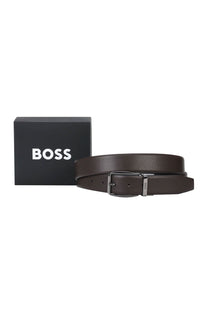 Boss Black Oanto Leather Belt Dark Brown Boss Black