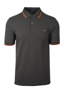 Fred Perry Twin Tipped Polo Shirt Field Green/Nutflake Fred Perry Michael Stewart Menswear  Polo Shirts