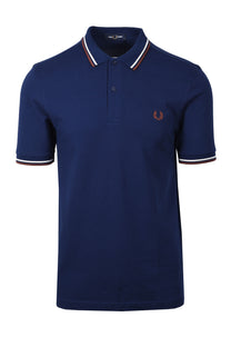 Fred Perry Twin Tipped Polo Shirt French Navy/Ecru/Brown Fred Perry Michael Stewart Menswear  Polo Shirts