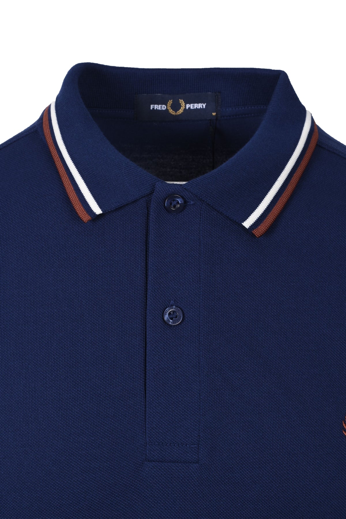 Fred Perry Twin Tipped Polo Shirt French Navy/Ecru/Brown Fred Perry Michael Stewart Menswear  Polo Shirts