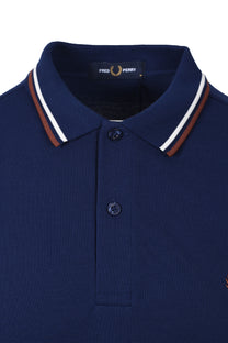Fred Perry Twin Tipped Polo Shirt French Navy/Ecru/Brown Fred Perry Michael Stewart Menswear  Polo Shirts