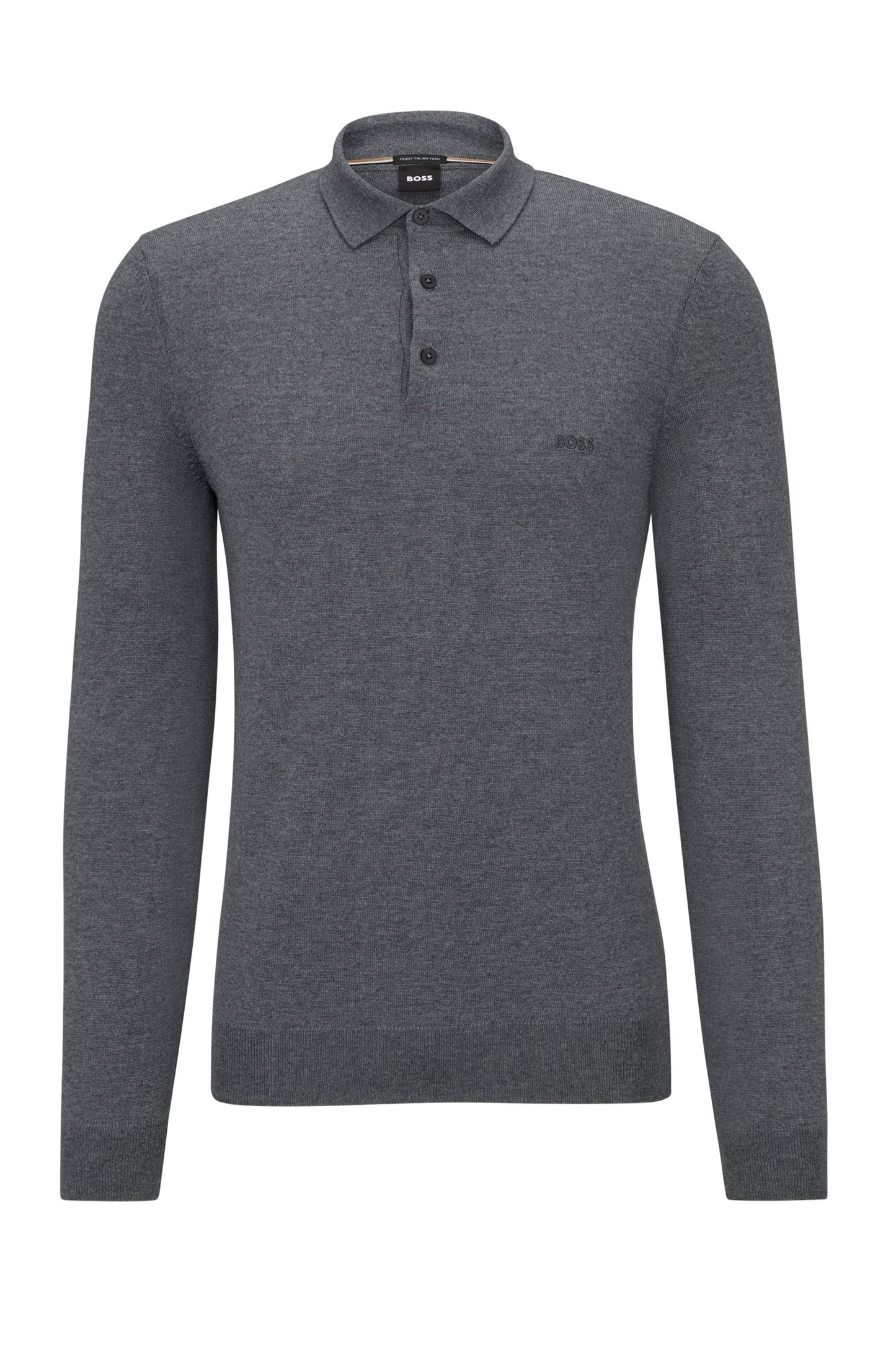 Boss Black Bono-l Polo a maniche lunghe grigio medio