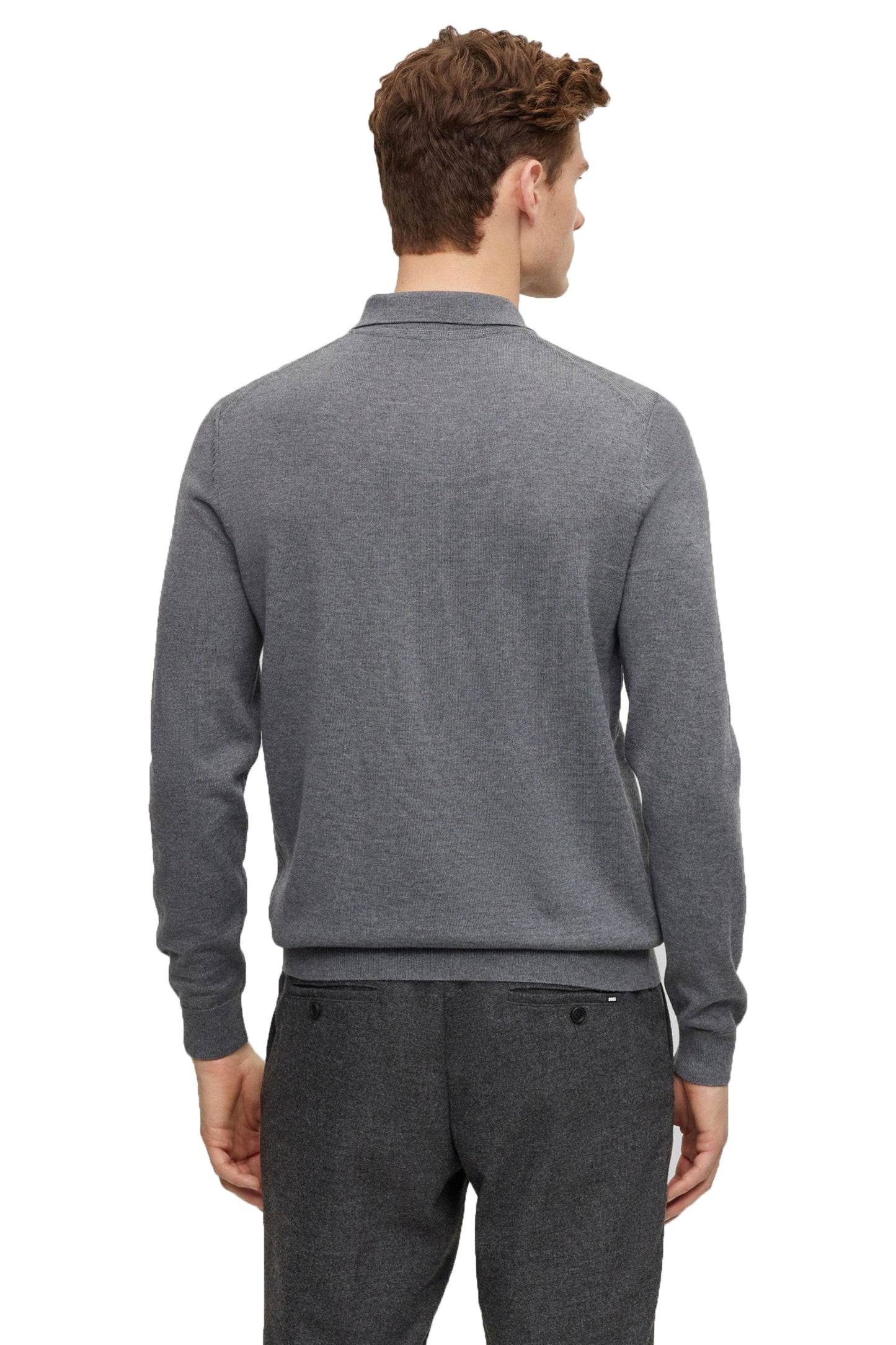 Boss Black Bono-l Polo a maniche lunghe grigio medio