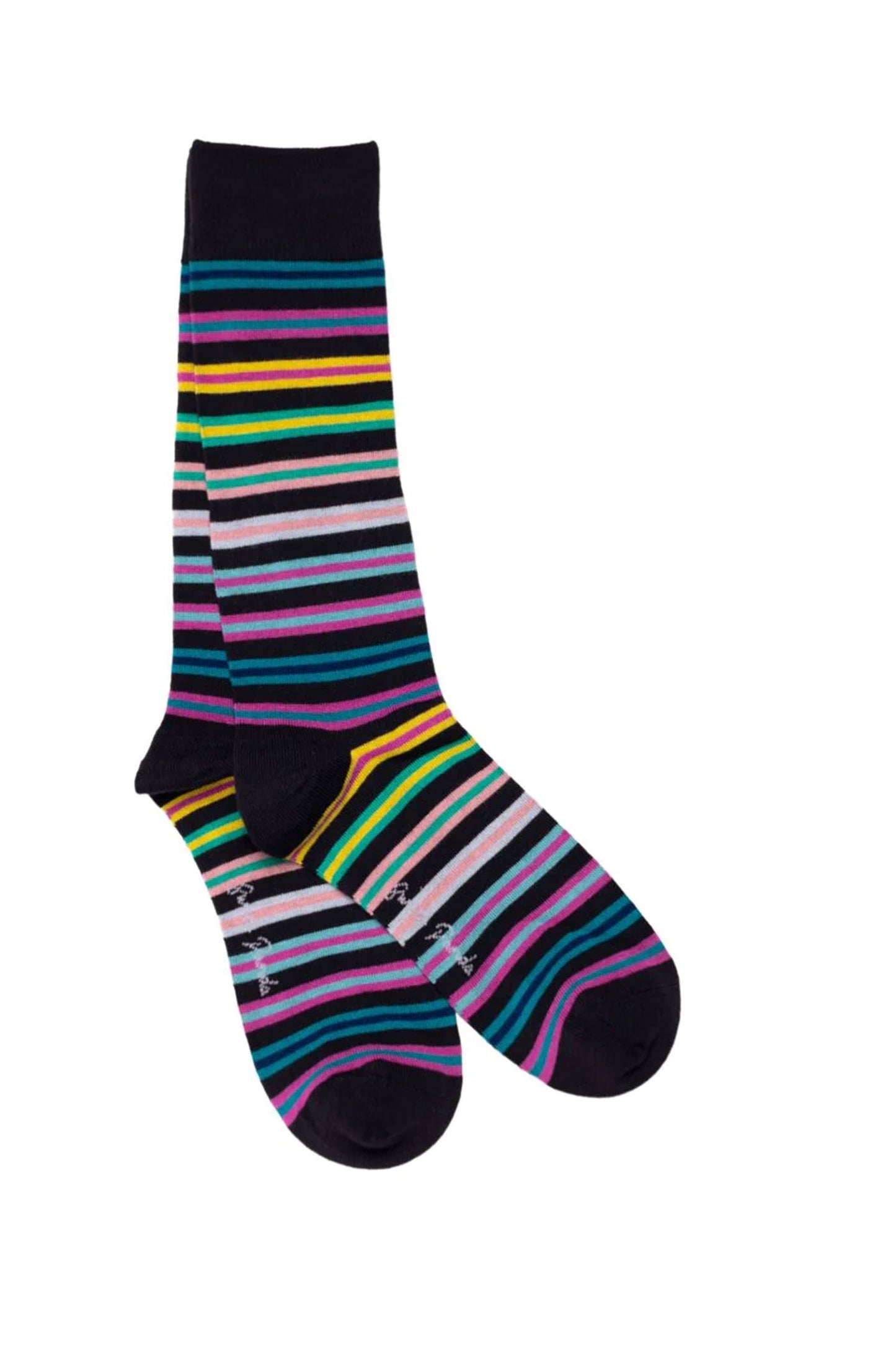 Swole Panda Bamboo Socks Navy Multi Stripe