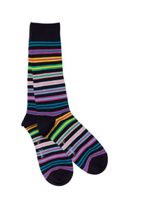Swole Panda Bamboo Socks Navy Multi Stripe Swole Panda