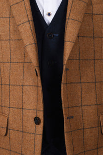 Mazzelli Jacket And Waistcoat Camel Check Mazzelli