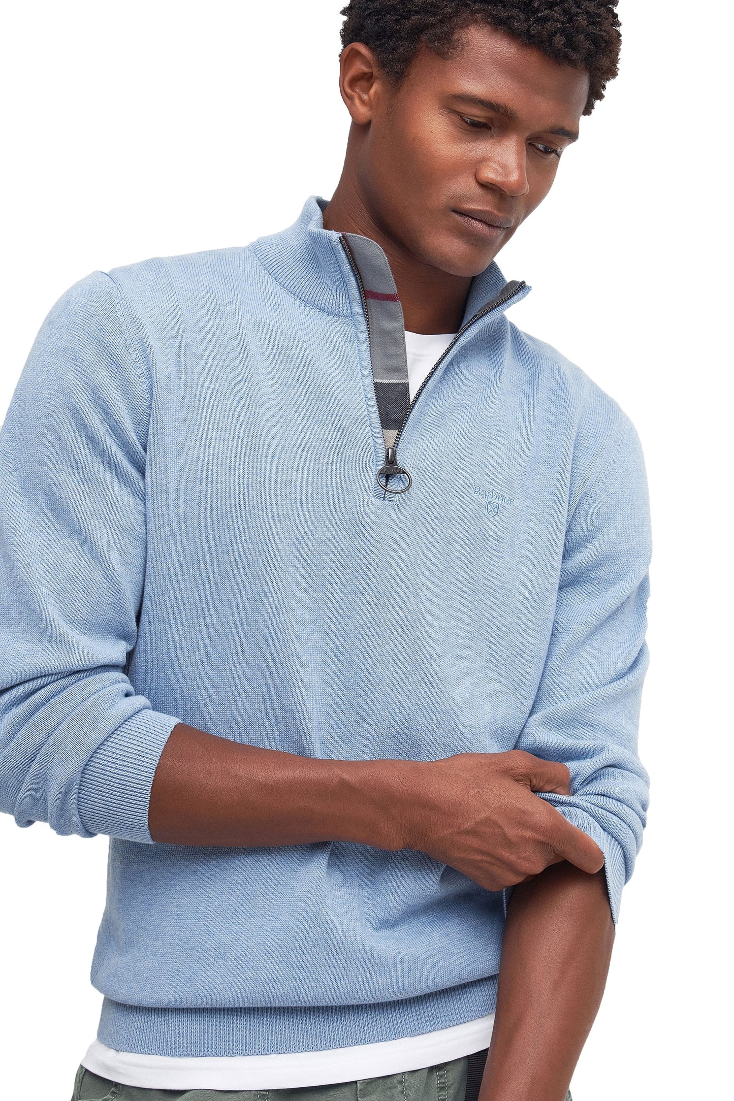 Barbour Cotton Half Zip Dark Chambrey