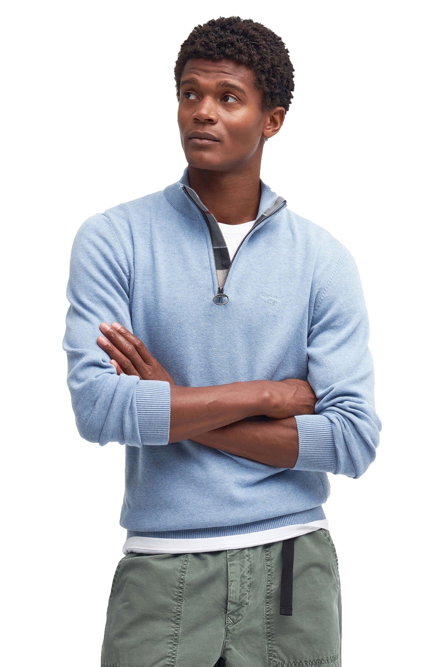 Barbour Cotton Half Zip Dark Chambrey