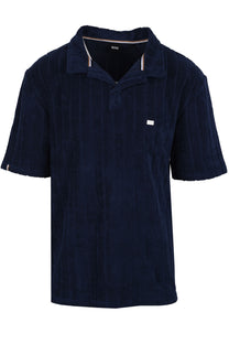 Boss Toweling Polo Shirt Navy Boss Swimwear