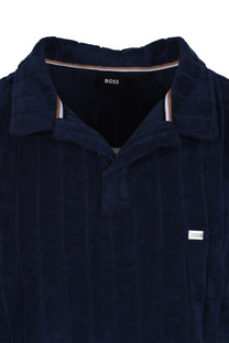 Boss Toweling Polo Shirt Navy Boss Swimwear