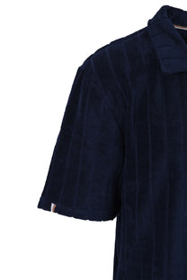 Boss Toweling Polo Shirt Navy Boss Swimwear