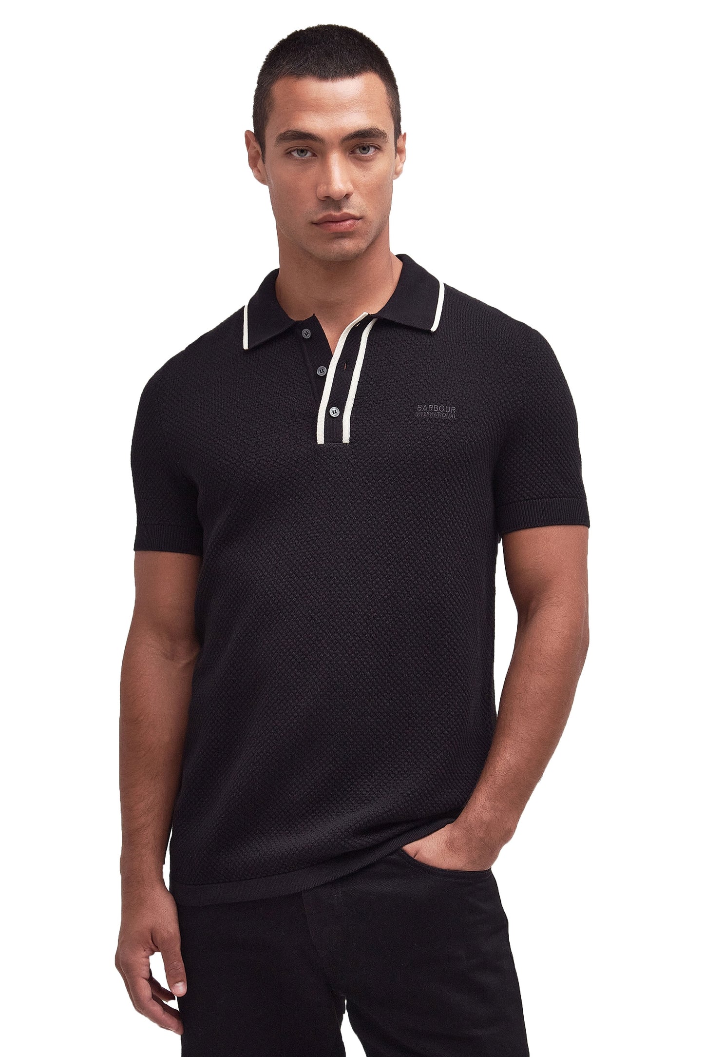Polo Barbour International Newgate in maglia nera