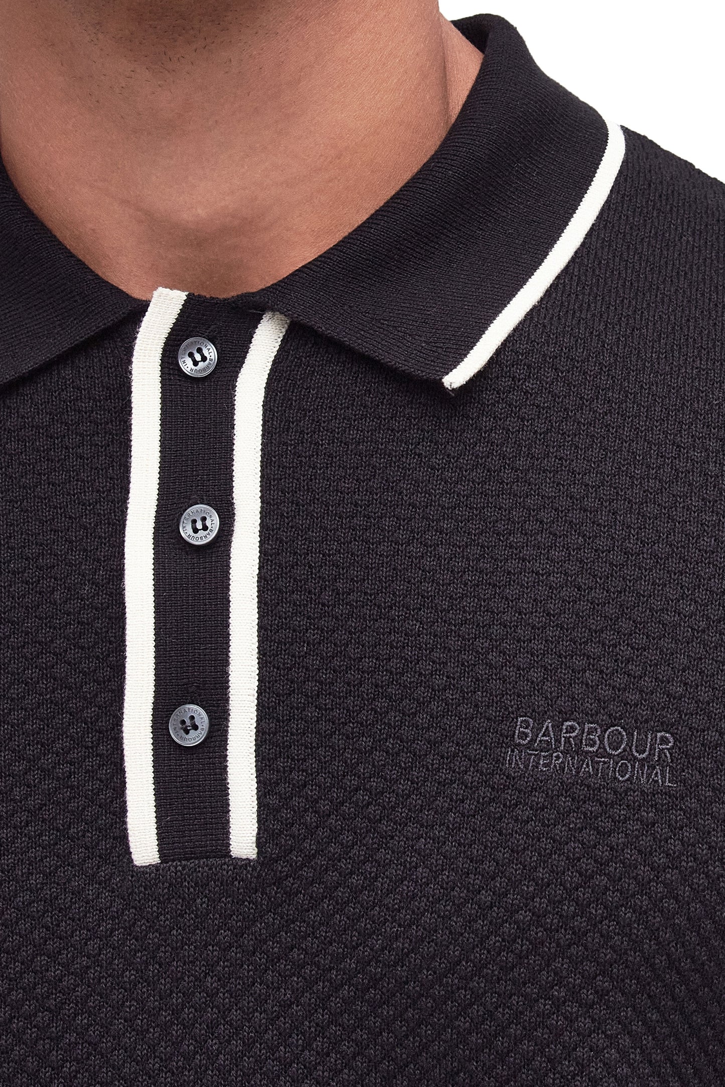 Polo Barbour International Newgate in maglia nera