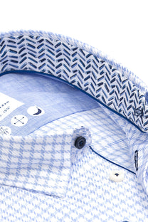 R2 Hidden Button Down Collar Light Blue Check R2
