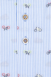 R2 Biycle Print Cutaway Collar Shirt Light Blue R2