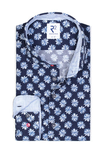 R2 Floral Linen Shirt Blue R2