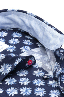 R2 Floral Linen Shirt Blue R2