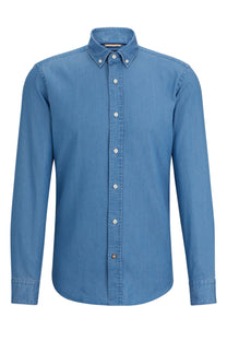 Boss C-hal-bcd-c1-223 Long Sleeved Denim Shirt Bright Blue Boss Black