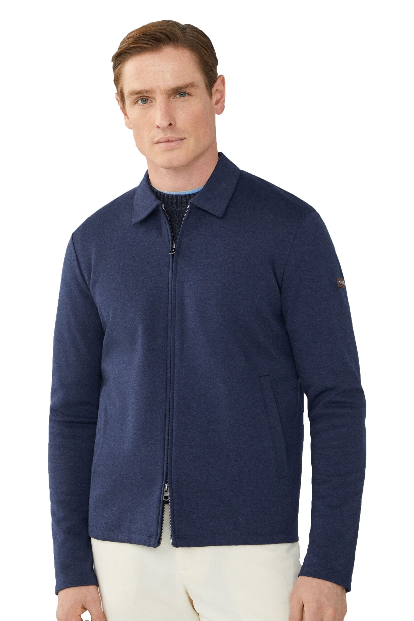 Pull zippé double en tricot Hackett bleu marine