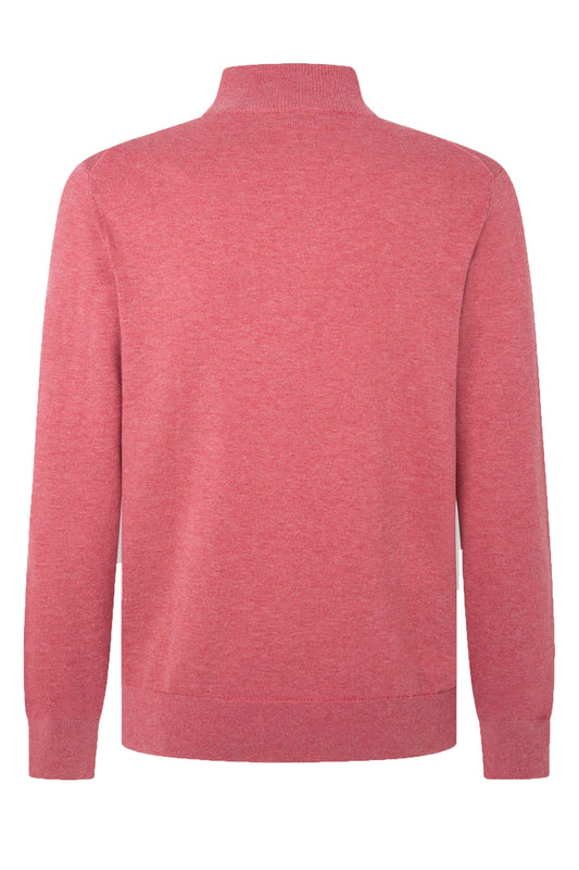 Hackett Cotton Silk Half Zip Knitwear Dusty Red