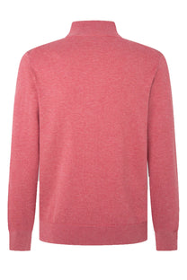 Hackett Cotton Silk Half Zip Knitwear Dusty Red Hackett