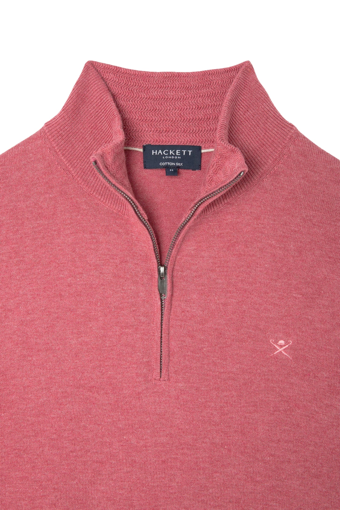 Hackett Cotton Silk Half Zip Knitwear Dusty Red