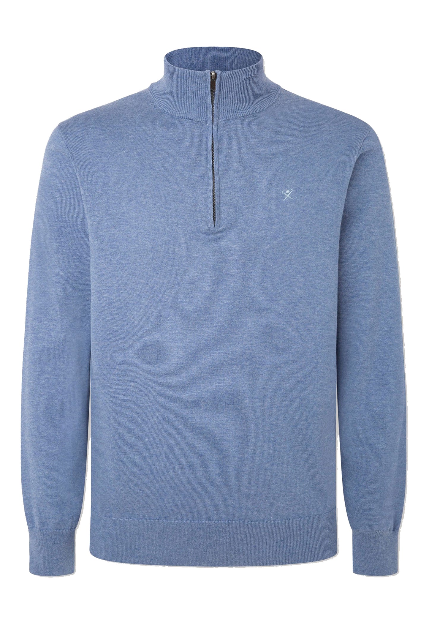 Hackett Cotton Silk Half Zip Knitwear Blue