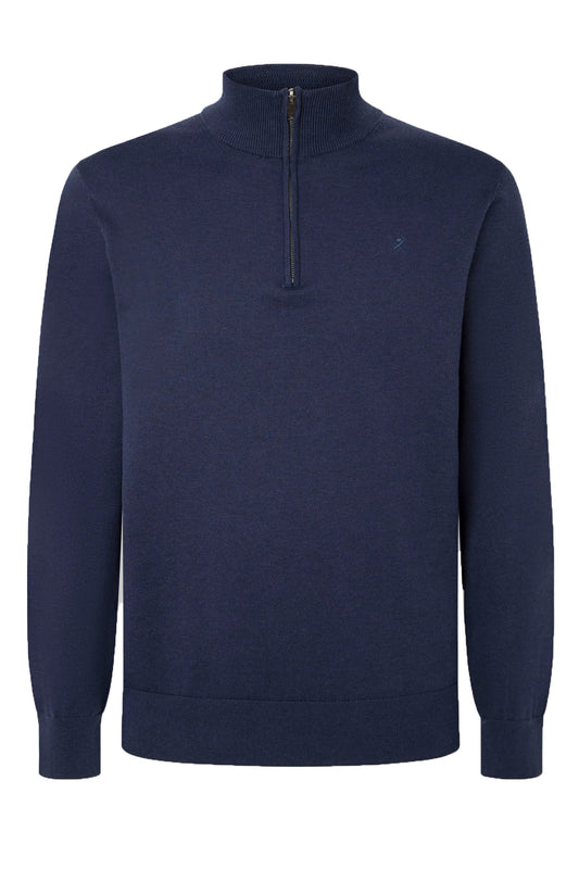 Hackett Cotton Silk Half Zip Knitwear Navy