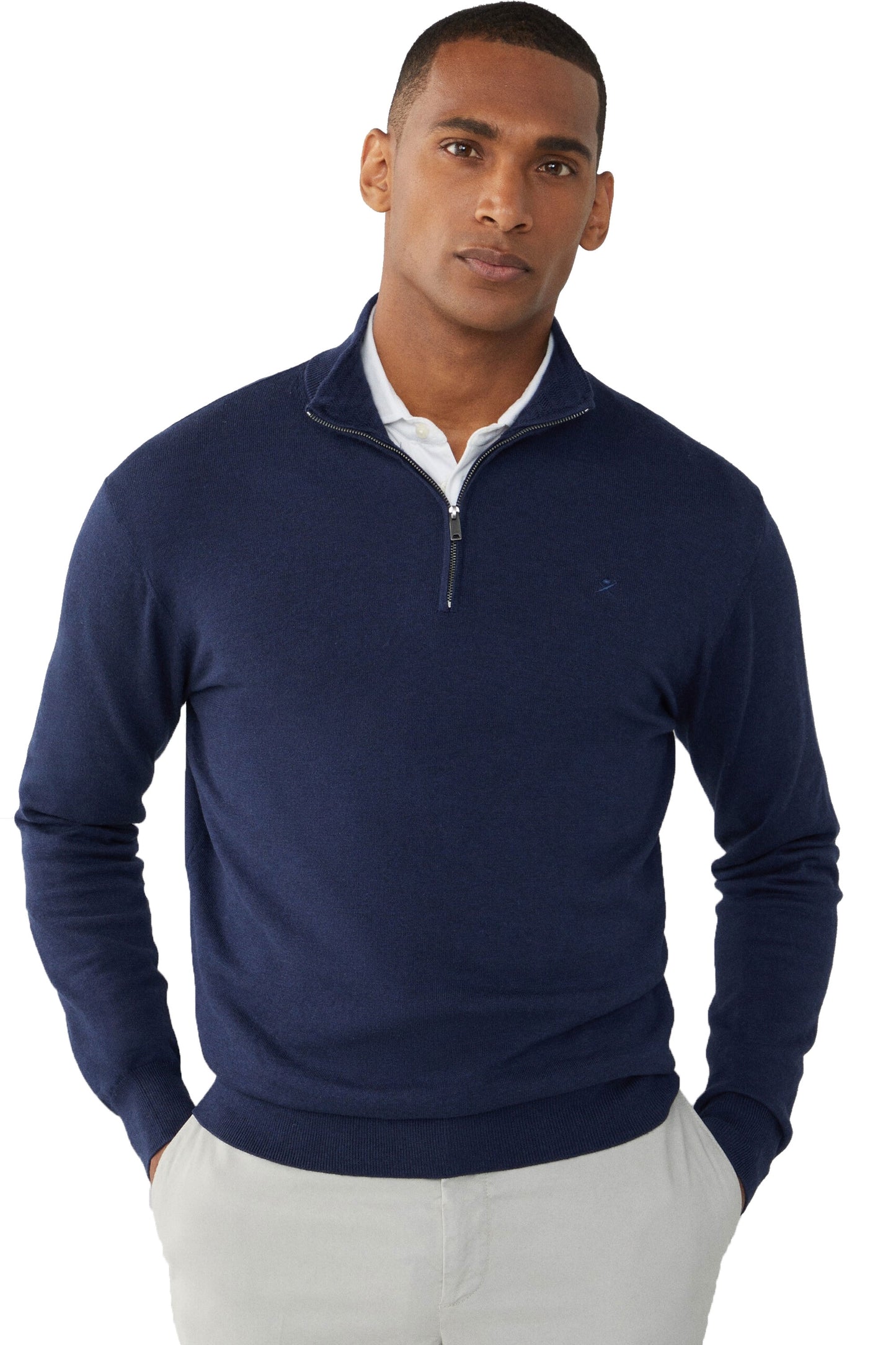 Hackett Cotton Silk Half Zip Knitwear Navy