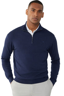 Hackett Cotton Silk Half Zip Knitwear Navy Hackett