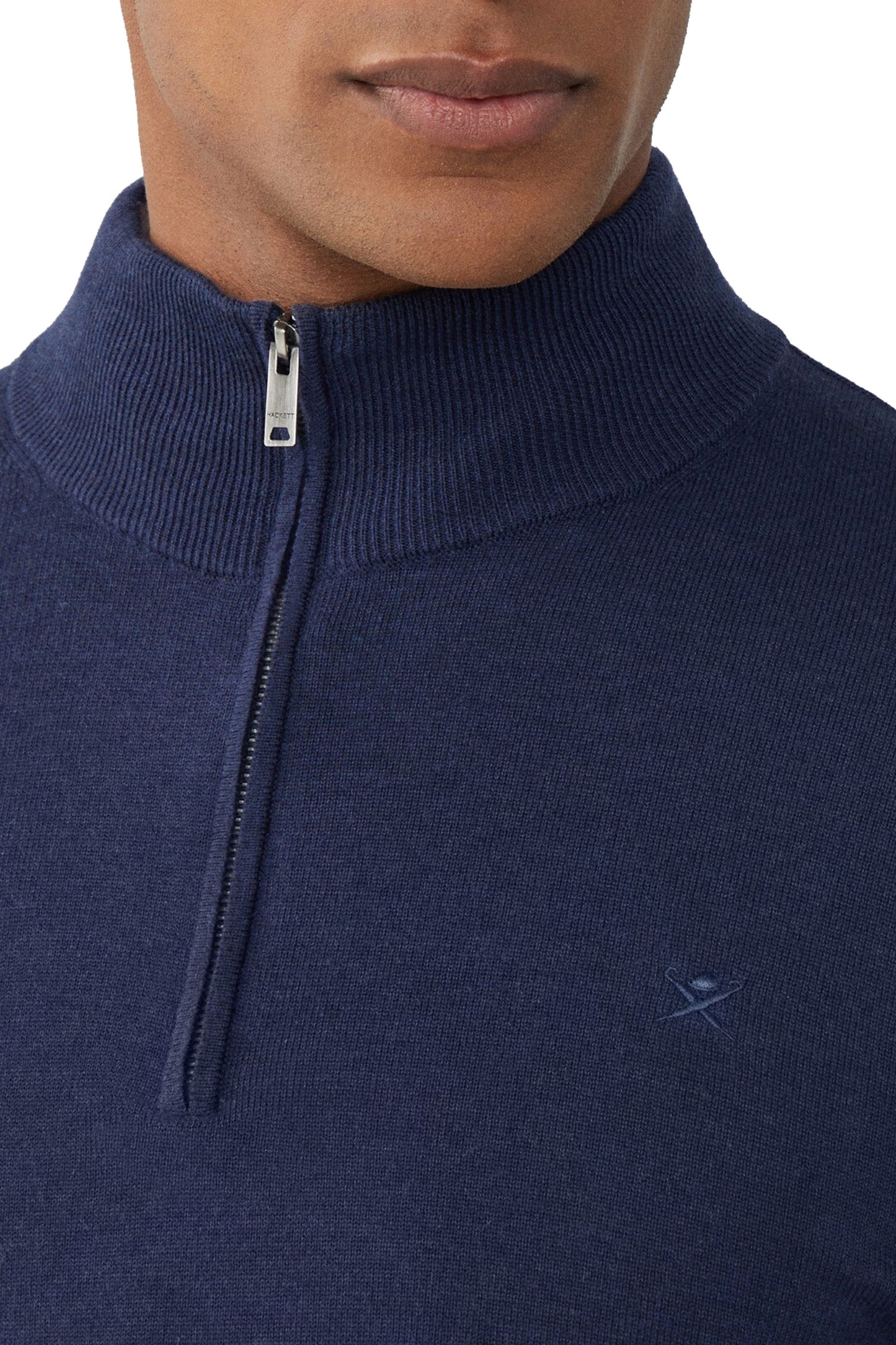 Hackett Cotton Silk Half Zip Knitwear Navy