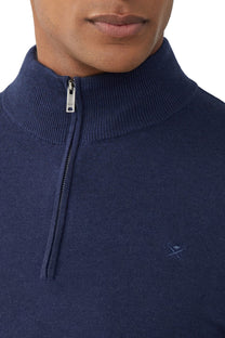 Hackett Cotton Silk Half Zip Knitwear Navy Hackett
