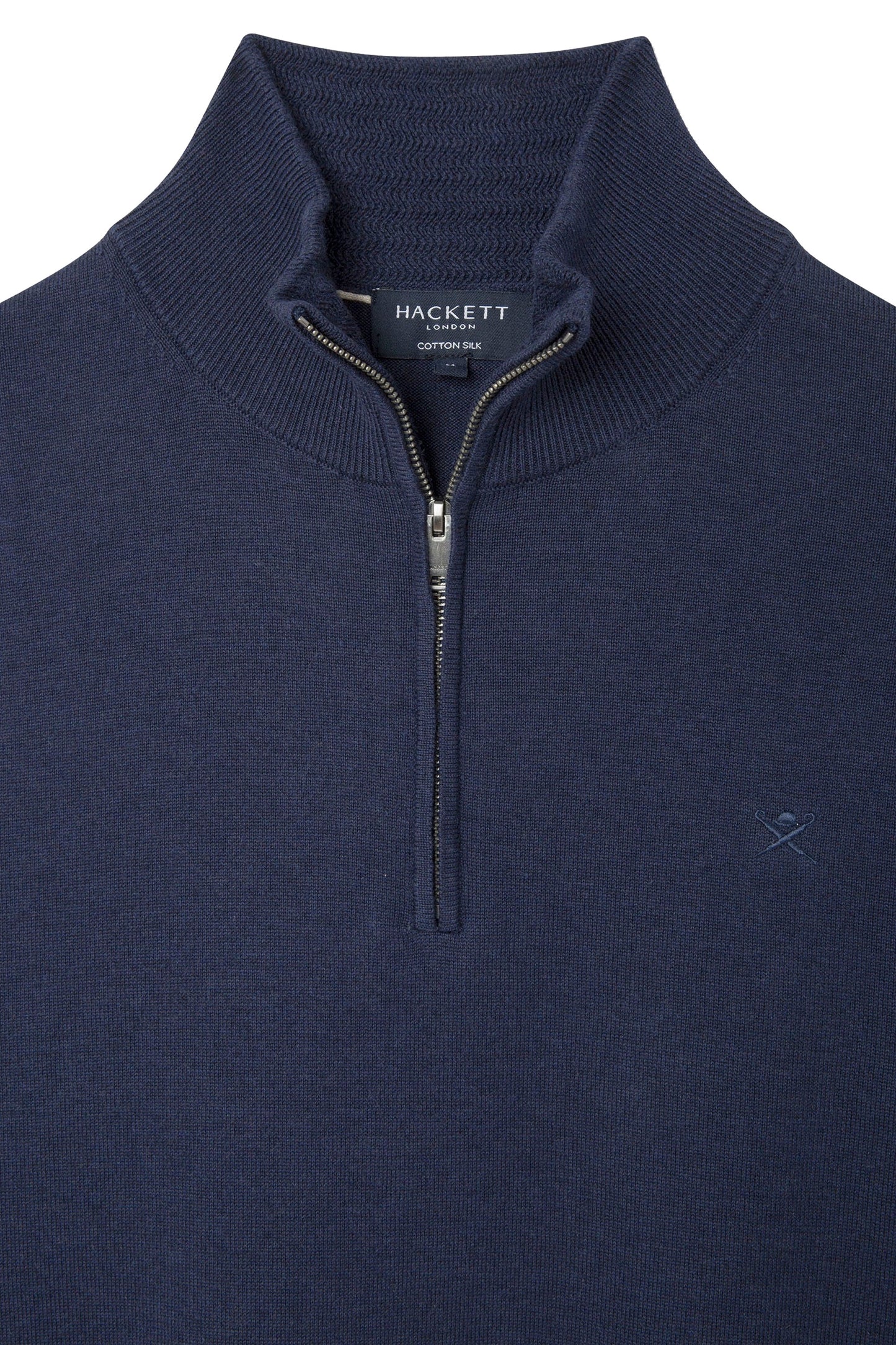 Hackett Cotton Silk Half Zip Knitwear Navy
