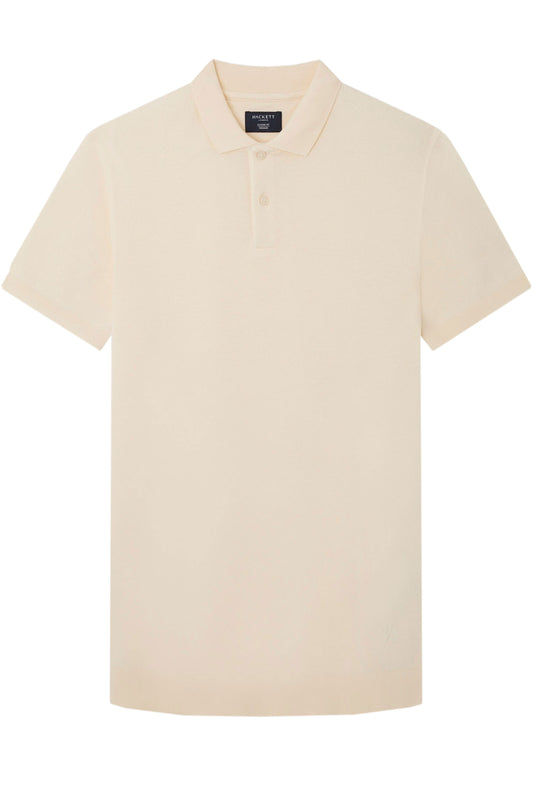 Hackett Stop Start Knit Polo Shirt Canvas White