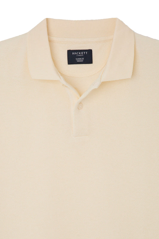 Hackett Stop Start Knit Polo Shirt Canvas White