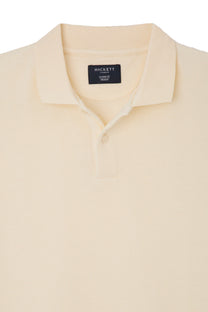 Hackett Stop Start Knit Polo Shirt Canvas White Hackett