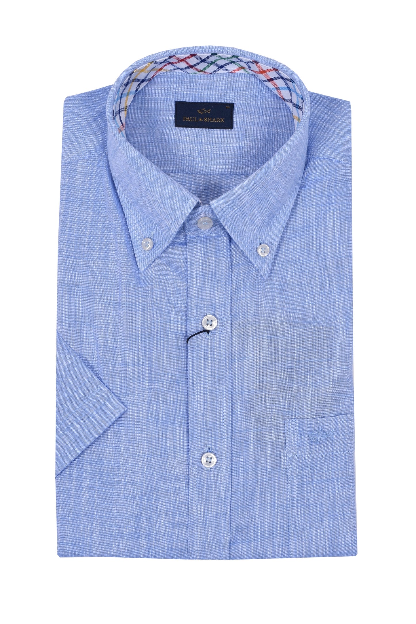 Paul And Shark Short Sleeved Shirt Pale Blue
