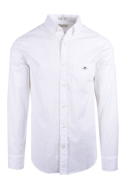 Camicia a maniche lunghe in cotone e lino Gant Reg bianca