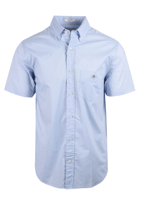 Camicia a maniche corte in popeline Gant Reg azzurro