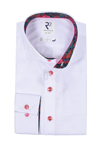R2 Pink Floral Liberty Print Cut Away Collar Shirt White R2