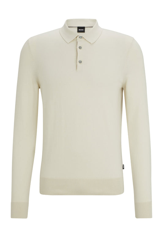 Polo tricoté Boss Gemello Open Blanc