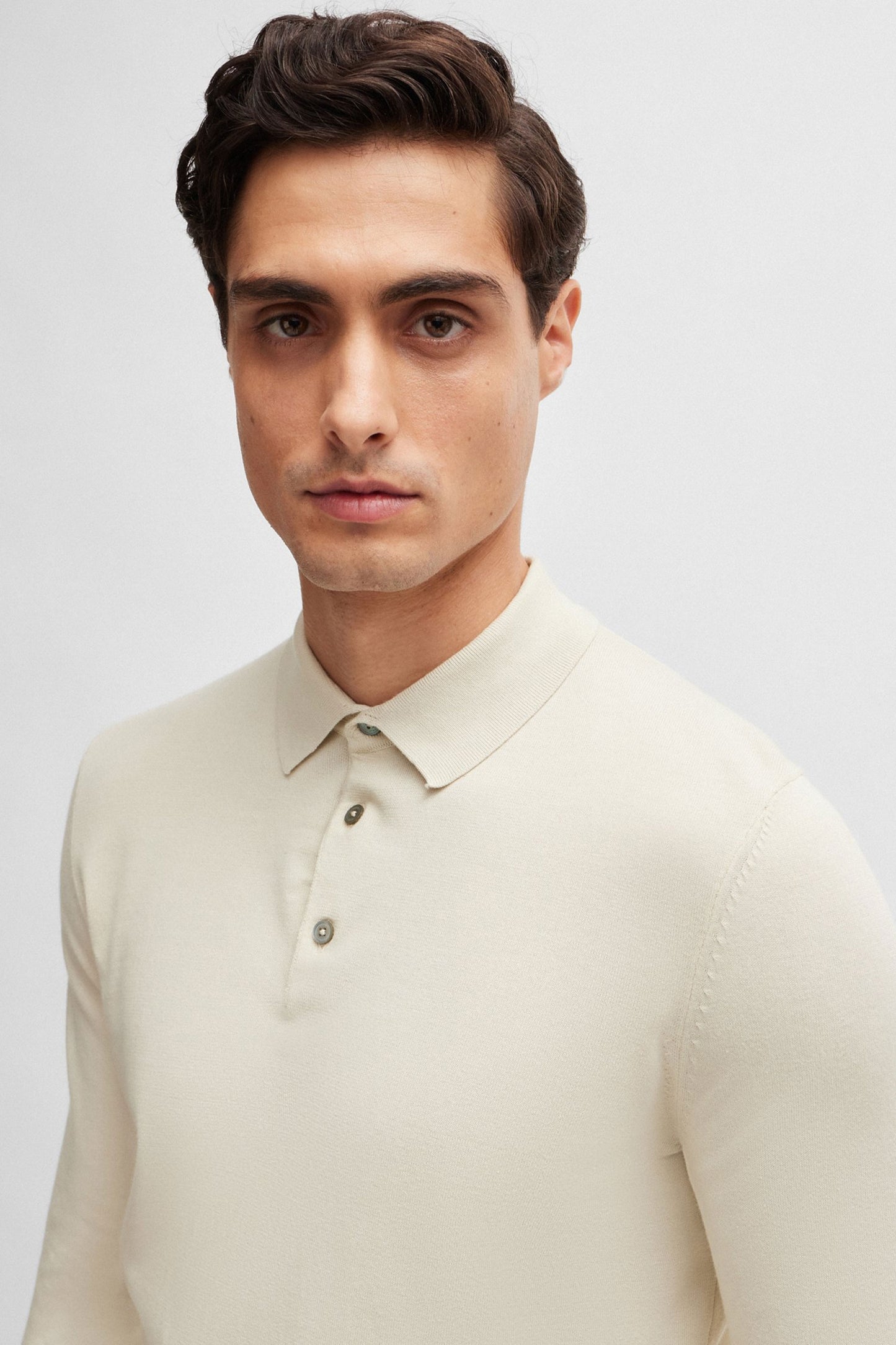 Polo tricoté Boss Gemello Open Blanc