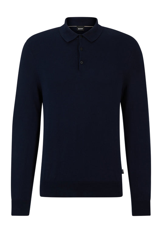Polo tricoté Boss Gemello bleu foncé