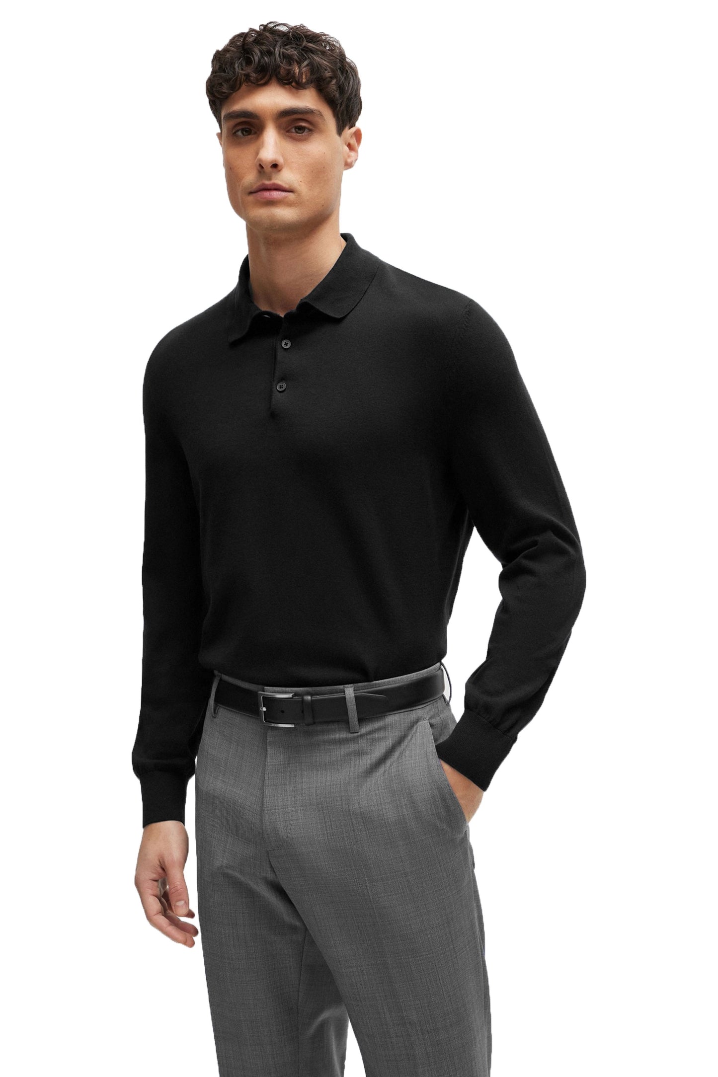 Polo tricoté Boss Gemello noir