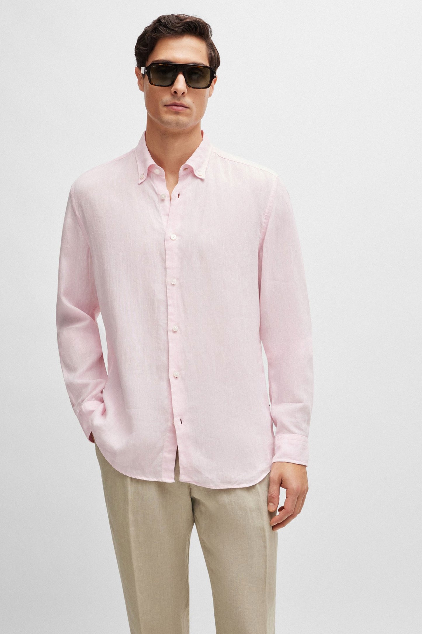 Boss S-liam-s-bd-c1-242 Camicia a maniche lunghe rosa pastello chiaro